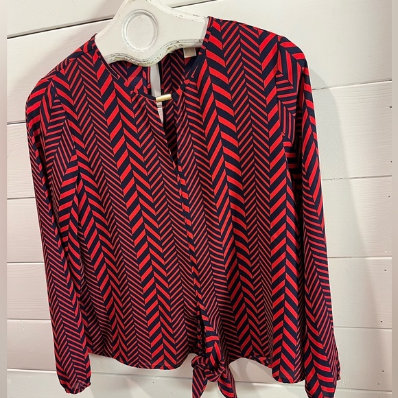 ❤️ MICHAEL MICHAEL KORS – Tie-Front Chevron Blouse – Size S - Picture 5 of 10